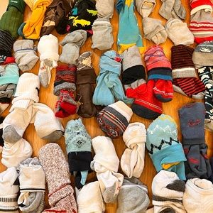 42 pairs of worn socks
